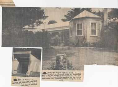 Newspaper Clipping, Churchill Island Homestead, 12/2/1969