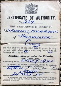 Certificate, Wildlife keepers certificate, 1938