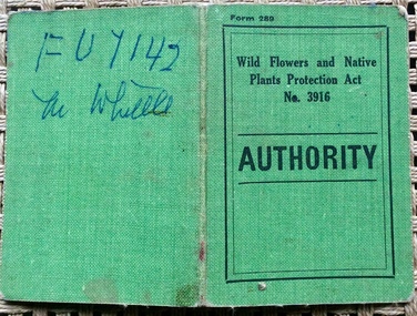 Certificate, Wild Flowers and Native Plants Protection Act Certificate, 1938