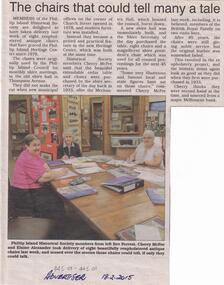 Newspaper Clipping, San Remo & Phillip Island Advertiser, Museum Chairs restored, 18/2/2015