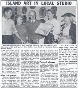 Newspaper cutting, Eric Juckert & Shirley Webster Summerland Art Group, May 1964