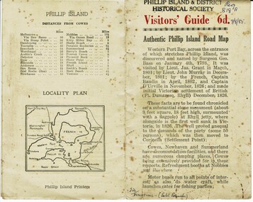 Booklet, Authentic Phillip Island Road Map, Pre 1960