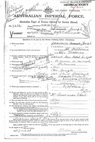 Document, Francis Joseph Dominick WW1 Enlistment and death documents