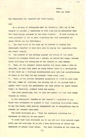 Letter, Letter to the Minister for Minister Supply