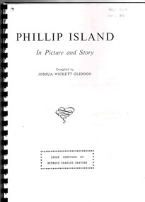Book, Index for Phillip Island in Picture and Story by J.W. Gliddon, compiled by Bernard Charles Grayden