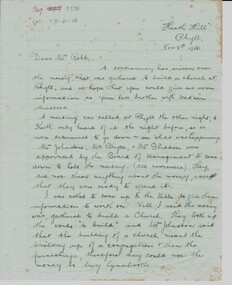 Letter, Letter re Rhyll Presbyterian church controversary over funds raised. G. McIllwraith to Mr Robb, 8/11/1936
