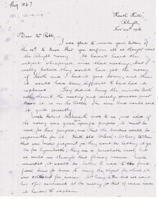Letter, Letter from Gwenda McIllwraith to Mr Robb re Rhyll church 1936, 24/11/1936