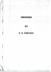 Booklet, Memories by E.E. Johnson