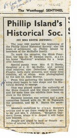 Article, Phillip Island Historical Society history 1967