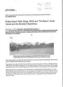 Booklet, Phillip Island Motor Racing History, 2024