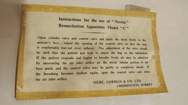 Instructions Novita Resuscitation apparatus