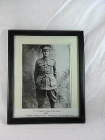 Framed Photograph, Portrait Sapper Thomas John Gange, World War One