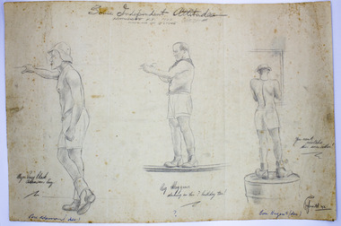 Work on paper - Sketch, Corporal Francis John Papworth, Some Independent Attitudes - Katherine 1942, June-July 1942