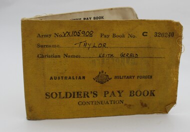 Document - Pay book - VX105908 Keith Gerald Taylor