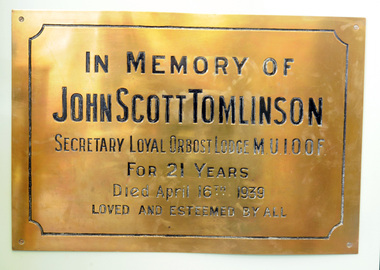 brass plaque, 1939