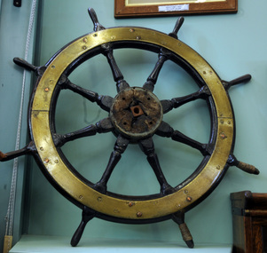 ship's wheel, tiller, late 1800s