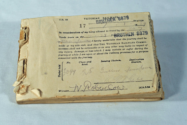 ticket voucher book, Victorian Railways Commission, c. 1939 - 1987