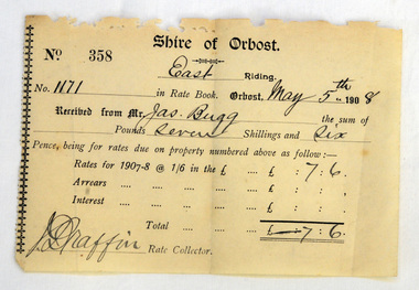 receipt docket, May 5th 1908