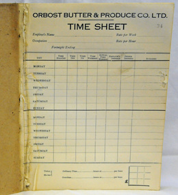 time sheet book, circa 1930's