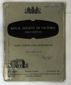 magazine, Royal Society of Victoria Proceedings, 29 January 1969