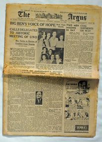 newspaper, The Argus, January 12 1946