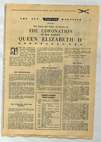 newspaper supplement, The Coronation of Her Majesty Queen Elizabeth 11, 1953