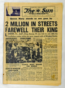 newspaper, The Sun News-Pictorial, February 16 1952