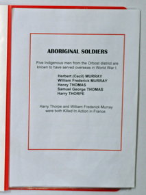 folder of documents, Aboriginal Soldiers, April 2015