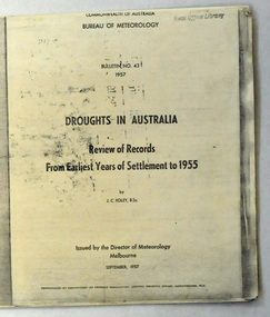 document, Bureau of Meteorology, DROUGHTS IN AUSTRALIA, 1957