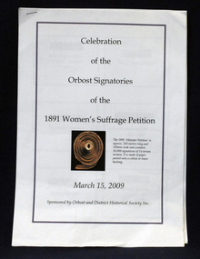 document, Celebration of the Orbost Signatures of the 1891 Women's Suffragette Petition, 2009