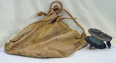 fishing bag and reel, First half 20th century