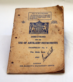pamphlet, Directions for the Use of Artillery Instruments Pamphlet No 3 1937, 1937