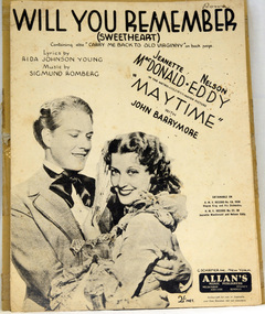 sheet music, Will You Remember (Sweetheart), 1940's