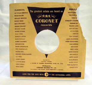 record cover, 1950's - 1960's