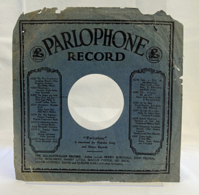 record cover/sleeve, 1930's