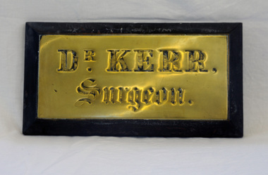Functional object - brass plaque, name plaque, 1889