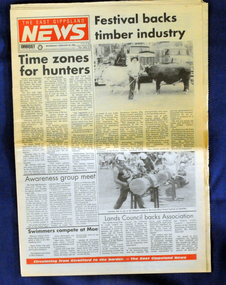 newspaper, The East Gippsland news, 28.1.1990