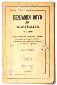 book, D.S. Ford, Benjamin Boyd in Australia 1842 -1849, 1940's
