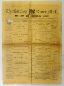 newspaper, Snowy River Mail, August 9 1890