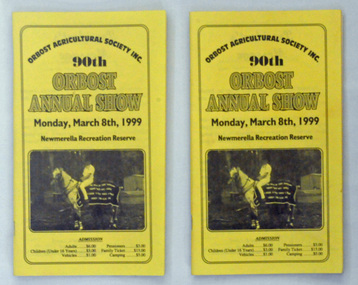 programs, Snowy River Mail, 90th Annual Show, prior to March 1999