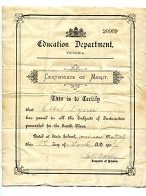certificate, 1st March 1907