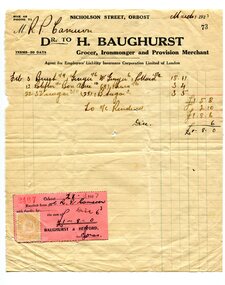 account, Baughurst, Harry, March 1927