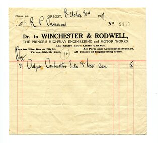 account, October 31st 1921