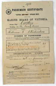 certificate, 30th January 1903