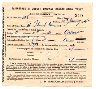 assessment notices, 1913 1914 1926