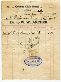 receipt, 5th August 1920