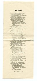 poem, We Come, early 20th century