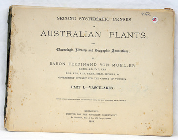 book, McCarron, Bird & Co, Second Systematic Census  Australian Plants, 1889