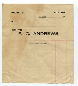 Document - Account statement F C Andrews, Orbost