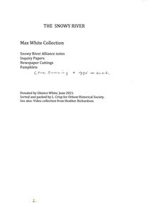 Album - Snowy River Collection, Max and Glenice White, The Snowy River Max and Glenice White Collection, 2021